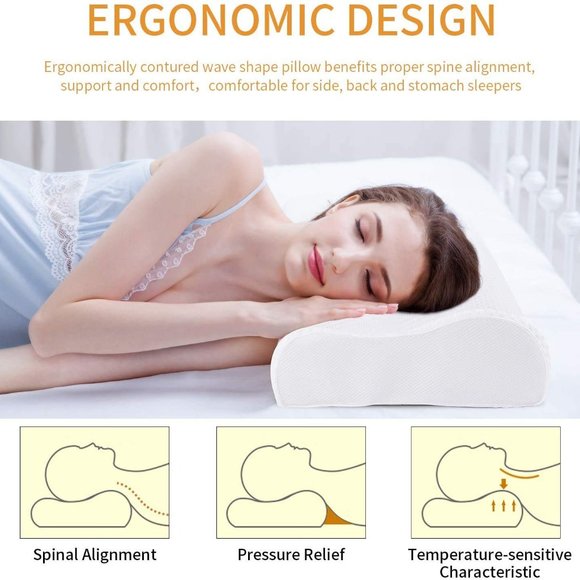 Memory Foam Pillow Orthopedic Cervical Neck Pain - Picture 3 of 10